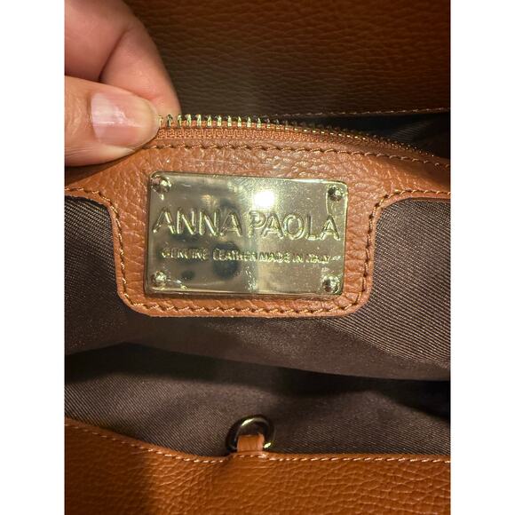 Anna Paola Italian Leather Suede Handbag Model RIVA Color Brown Bag - Picture 3 of 5